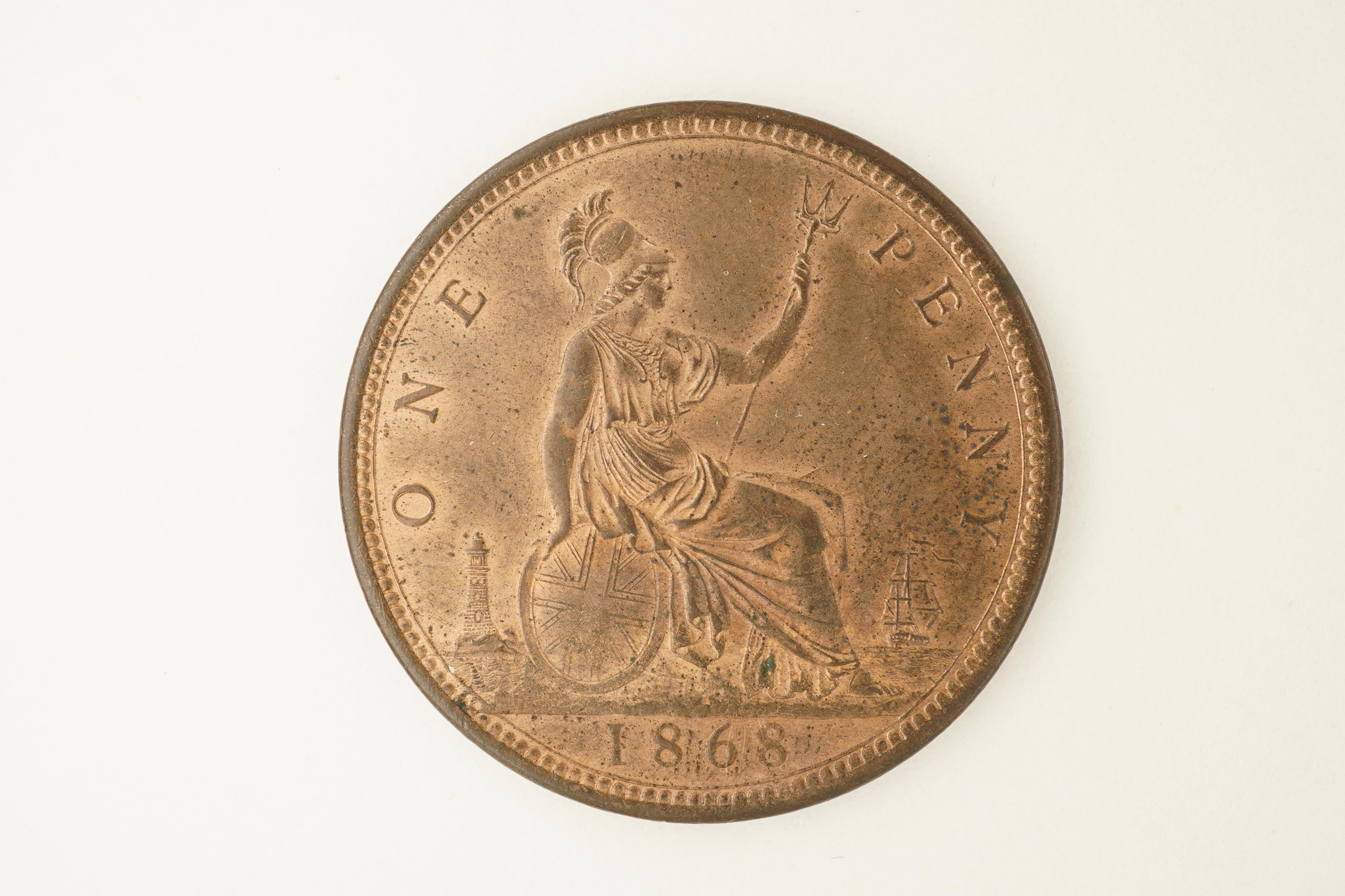 British coins, Victoria, bronze penny 1868, Fr. 56, Gouby dies J/g, EF, lustrous